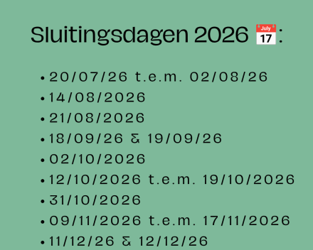 Sluitingsdagen 2026
