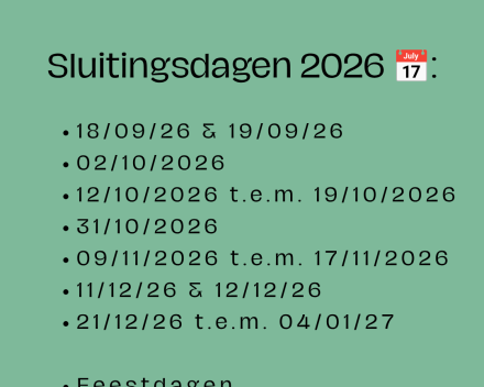 Sluitingsdagen 2026